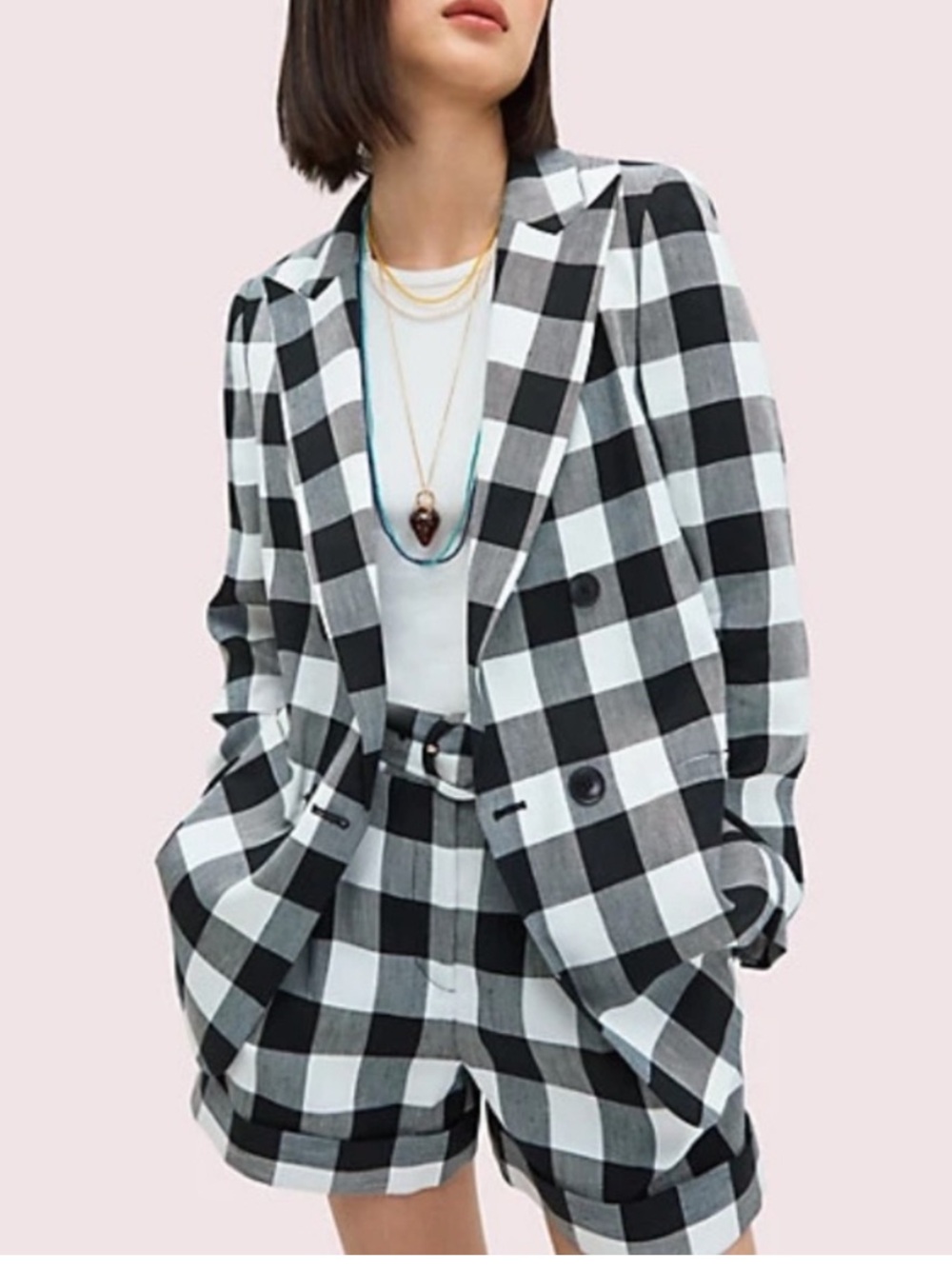 kate spade Black and White Gingham blazer Jacket